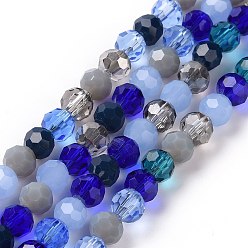 Blue Glass Beads Strands, Faceted(32 Facets), Round, Blue, 5.5mm, Hole: 1mm, about 95pcs/strand, 20.47''(52cm)