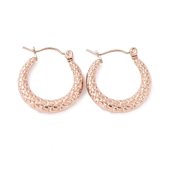 Розовое Золото 304 Массивные серьги-кольца из нержавеющей стали для женщин с ионным покрытием (IP), розовое золото , 21x20x3.5 мм, штифты : 0.8 мм