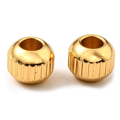 Golden 201 Stainless Steel Beads, Round with Vertical Stripes, Golden, 6x5mm, Hole: 2.5mm