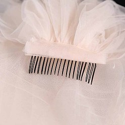 PapayaWhip Long Mesh Tulle Bridal Veils with Combs, for Women Wedding Party Decorations, PapayaWhip, 1500mm