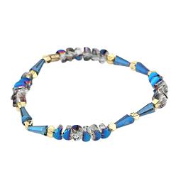 BC405-1 Unique Crystal and Gold Beaded Bracelet for Women - Elegant Handmade Jewelry