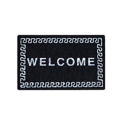 Black Felt Miniature Carpets, Welcome Rug, for Dollhouse Decoration, Rectangle, Black, 37x58x2mm