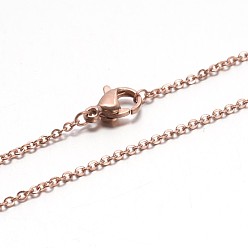 Rose Gold 304 Stainless Steel Cable Chain Necklaces, with Lobster Claw Clasp, Rose Gold, 17.7 inch(45cm), Jump Ring: 4x0.5mm