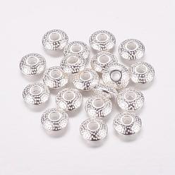 Серебро Сплавочные овальные бусины тибетского стиля , без кадмия, без никеля и без свинца, рондель, серебряные, 8x8x3.5 мм, отверстие : 2 мм.