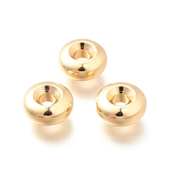 Light Gold Латунные бусины, долговечный, без кадмия и без свинца, плоско-круглые, золотой свет, 7.5x3.5 мм, отверстие : 2.5 мм