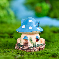 Dodger Blue Resin Miniature Mini Mushroom House, Home Micro Landscape Decorations, for Fairy Garden Dollhouse Accessories Pretending Prop Decorations, Dodger Blue, 40x40mm