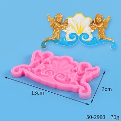 Hot Pink DIY Silicone Molds, Fondant Molds, Resin Casting Molds, for Chocolate, Candy, UV Resin & Epoxy Resin Craft Making, Angel, Hot Pink, 130x70mm