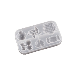Candy DIY Silicone Cabochon Molds, Resin Casting Molds, Cherry/Heart, Candy, 11.3x6.8x1.2cm