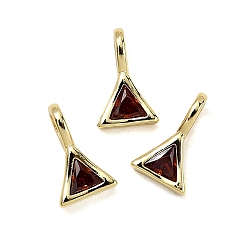 Красный Треугольник латуни микро проложить кубических прелести диоксида циркония, стойки покрытие, долговечный, без кадмия и без свинца, золотые, красные, 11.5x7.5x4.5 мм, отверстие : 4x2.5 мм
