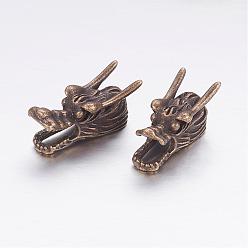 Antik Bronze Tibetische Stil Legierung Großlochperlen, Großloch perlen, Drachenkopf, Antik Bronze, 24.5x10x11.5 mm, Bohrung: 5 mm