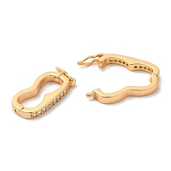 Golden Platinum Plated 925 Sterling Silver Rhinestone Twister Clasps, with 925 Stamp, Golden, 15x7x2.5mm