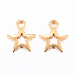 Golden Ion Plating(IP) 304 Stainless Steel Charms, Star, Golden, 8.5x7x0.8mm, Hole: 1.2mm