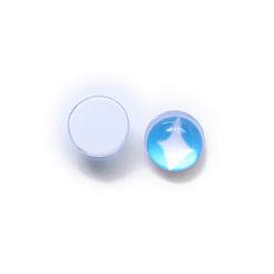 Star Translucent Resin Cabochons, for Ghost Witch Baroque Pearl Making, Flat Round, Cornflower Blue, Star Pattern, 8mm