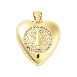 Human Rack Plating Brass Micro Pave Clear Cubic Zirconia Pendants, Cadmium Free & Lead Free, Long-Lasting Plated, Real 18K Gold Plated, Heart, Human, 21x19x8mm, Hole: 5x3.5mm