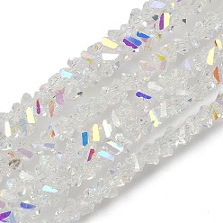 Farbig Galvanisieren transparente Glasperlen Stränge, Dreieck, facettiert, AB Farbe, Farbig, 3x2x2 mm, Bohrung: 0.7 mm, ca. 135 Stk. / Strang, 9.21'' (23.4 cm)
