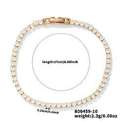 Круглые Минималистичные латунные браслеты-цепочки с кубическим цирконием для женщин, золотые, круглые, 6-3/4 дюйм (17 см)