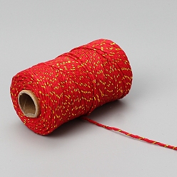 Red 100M Round Cotton Cord, Gift Wrapping Decorative Cord, Red, 2mm, about 109.36 Yards(100m)/Roll