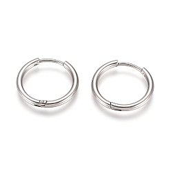 Stainless Steel Color 304 Stainless Steel Huggie Hoop Earrings, with 316 Surgical Stainless Steel Pin, Ring, Stainless Steel Color, 18x2mm, 12 Gauge, Pin: 0.9mm