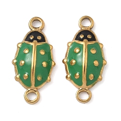 Средний Морско-зеленый 304 подвески-соединители в виде божьей коровки из нержавеющей стали, ссылки на насекомых, ионное покрытие (ip), золотые, средний морской зеленый, 16x7.5x3 мм, отверстие : 1.2 мм