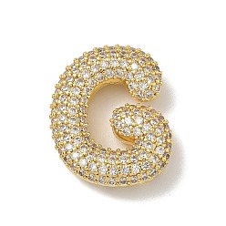 Letter G Латунные микро проложить кубического циркония подвески, без свинца и без кадмия, реальный 18 k позолоченный, Буква G, 23.5x19.5x6 мм, отверстие : 3.5x2 мм