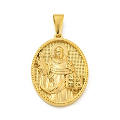 Золотой Ионное покрытие (ip) 304 подвески из нержавеющей стали, овал со святым шармом, золотые, 35.5x26x4 мм, отверстие : 9.5x5 мм
