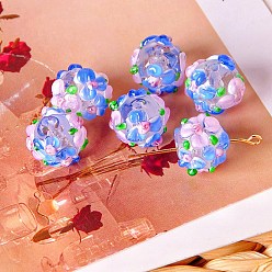 Cornflower Blue Handmade Lampwork Beads, Hydrangea, Cornflower Blue, 13x11~12mm