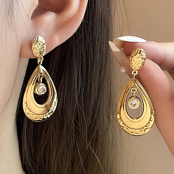 Golden 304 Ohrstecker aus Edelstahl, Träne, golden, 43x18 mm
