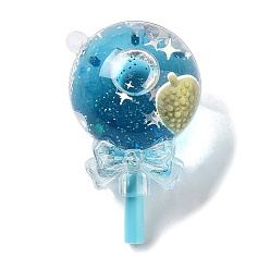 Blue Acrylic Pendants, with Plastic, Lollipop, Blue, 64x38mm, Hole: 2mm