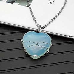 Opalite Synthetic Opalite Pendant Necklaces, 19.69 inch(50cm)
