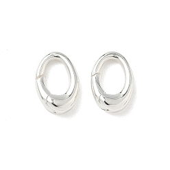 Посеребрённый Латунные овальные пружинные кольца, без кадмия, без никеля и без свинца, 925 серебро покрытием, 10x7x3 мм, отверстие : 4x6 мм