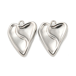 Stainless Steel Color 304 Stainless Steel Pendants, Heart Charm, Stainless Steel Color, 19x15x3mm, Hole: 1.4mm