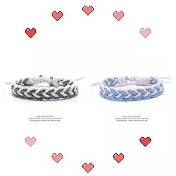 A blue and white + gray and white couple Simple Braided Bracelet for Couples, Friends - Minimalist, Trendy, Handmade.