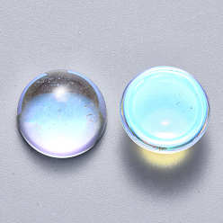 Clear AB Transparent Glass Cabochons, AB Color Plated, Half Round/Dome, Clear AB, 16x8mm