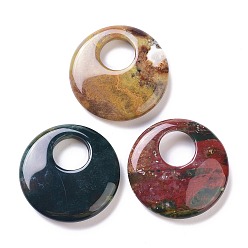 Indian Agate Natural Indian Agate Pendants, Flat Round, 40~41x8~9mm, Hole: 12~15mm
