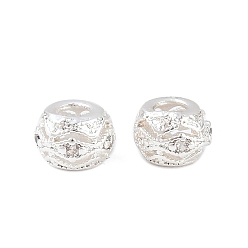 Серебро Латунные микропаве из прозрачного кубического циркония, рондель, стойки покрытие, долговечный, без свинца и без кадмия, серебряные, 5x4 мм, отверстие : 2.2 мм
