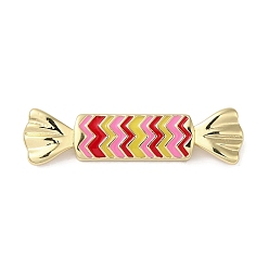 Red Rack Plating Brass Enamel Connector Charms, Long-Lasting Plated, Lead Free & Cadmium Free, Real 18K Gold Plated, Candy Link, Red, 9.5x36x4.5mm, Hole: 1.4mm