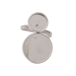 Нержавеющая Сталь Цвет Не тускнеет 304 фурнитура для открытого кольца-манжеты из нержавеющей стали, настройка кольца колодки, плоско-круглые, цвет нержавеющей стали, внутренний диаметр: 17 мм, лоток: 16 & мм 10 мм