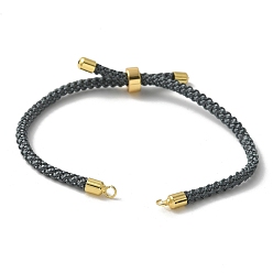 Темно-серый Изготовление регулируемого нейлонового хлопкового шнура, с реечной обшивкой латунными выводами, золотые, темно-серый, 4-3/4~8-7/8 дюйм (12~22.5 см), 3 мм, отверстие : 2 мм