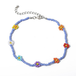Colorful Necklace 3111 Colorful Beaded Flower Necklace for Women with Simple, Sweet and Cool Style