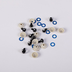 Blue Plastic Safety Craft Eye, with Spacer and PU Sequins Ring, for DIY Doll Toys Puppet Plush Animal Making, Blue, 12mm