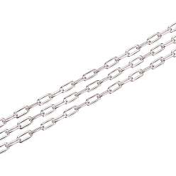 Platinum Rhodium Plated 925 Sterling Silver Paperclip Chains, Soldered, Platinum, 4.7x1.7mm