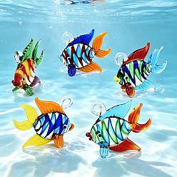 Mixed Color Handmade Lampwork Pendants, Fish with Swirl Pattern Charms, Mixed Color, 45~50x51~55x19~21mm, Hole: 5.5~6.5mm