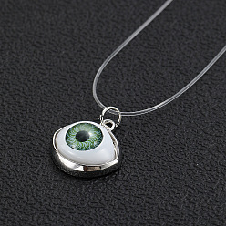 Light Green Dragon Eye Alloy with Glass Pendant Necklace, Light Green, 12.99 inch(33cm)