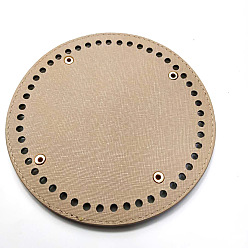 Tan PU Leahter Knitting Crochet Bags Bottom, Round, Bag Shaper Base Replacement Accessaries, Tan, 15cm, Hole: 5mm