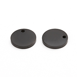 Electrophoresis Black 304 Stainless Steel Charms, Polished, Stamping Blank Tag, Laser Cut, Flat Round, Electrophoresis Black, 8x1mm, Hole: 0.8mm