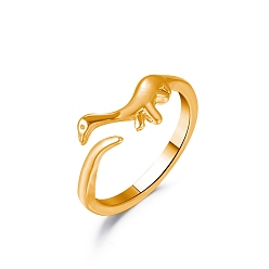 Dinosaur Brass Dinosaur Open Cuff Ring for Women, Light Gold, Brontosaurus Pattern, US Size 6 1/2(16.9mm)