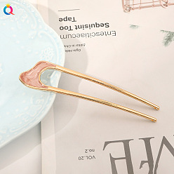 Alloy oil droplet U-shaped hairpin - wavy shallow orange Vintage Metal Hairpin for Elegant Updo - Minimalist, U-shaped, Chic Hair Accessory.