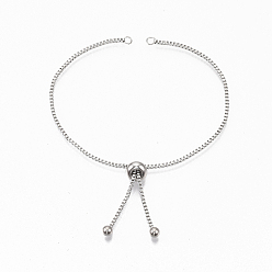 Stainless Steel Color Adjustable 304 Stainless Steel Slider Bracelets Making,Bolo Bracelets, with with 202 Stainless Steel Beads, Stainless Steel Color, Single Chain Length: about 12cm