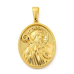 Золотой Ионное покрытие (ip) 304 подвески из нержавеющей стали, овал со святым шармом, золотые, 35.5x26x4 мм, отверстие : 9.5x5 мм