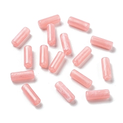 Pink Opaque Acrylic Beads, Two Tone, Column, Pink, 13.5x4.7mm, Hole: 1.4mm